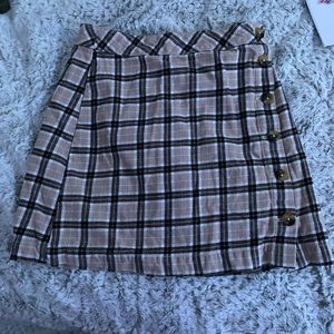 H&M Cream Plaid Skirt